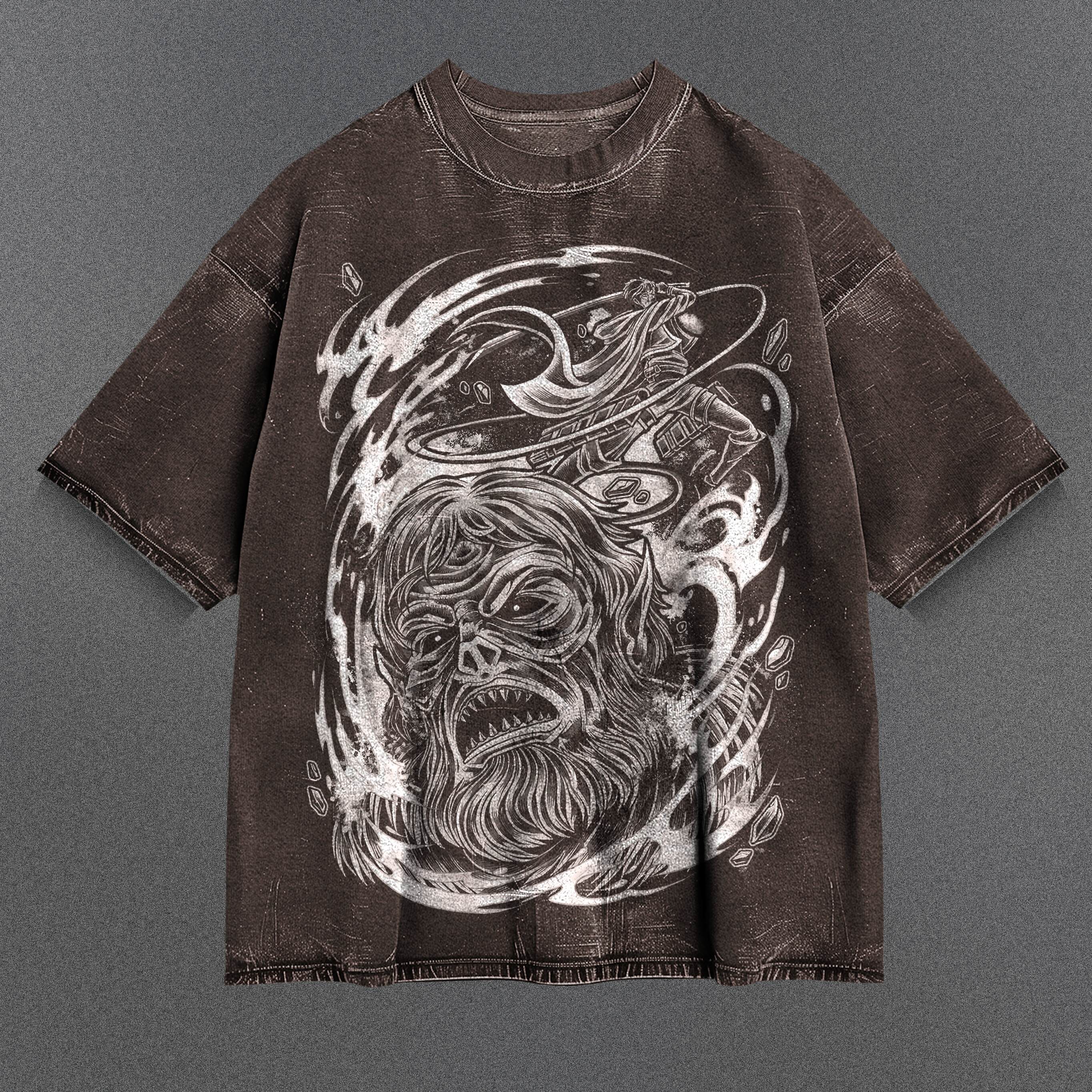 Attack on Titan Minimalist Brown Washed T-Shirt