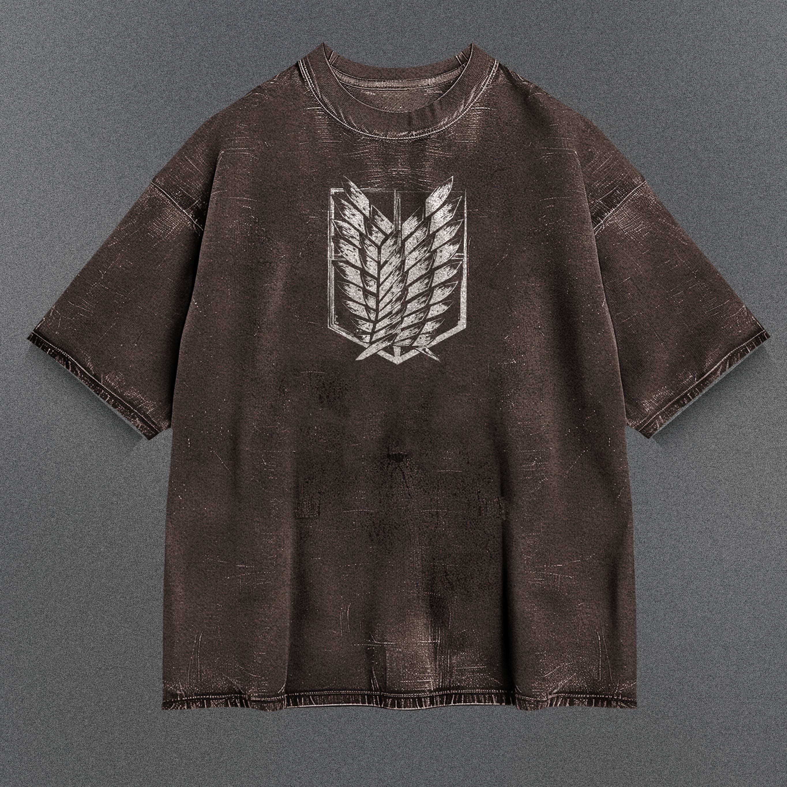 Attack on Titan Trendy Brown Washed T-Shirt