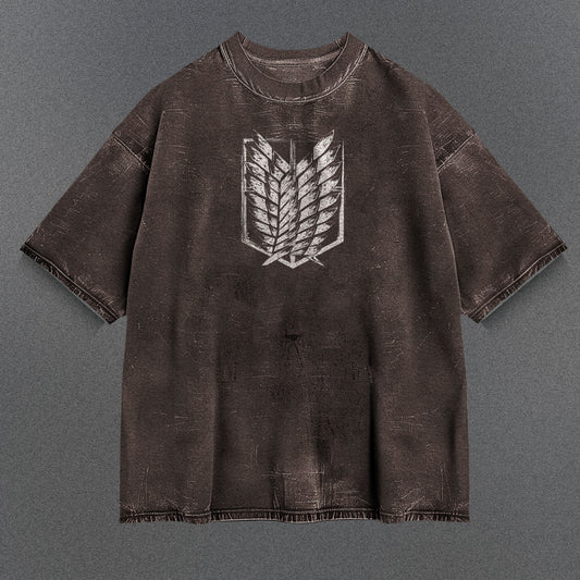 Attack on Titan Trendy Brown Washed T-Shirt