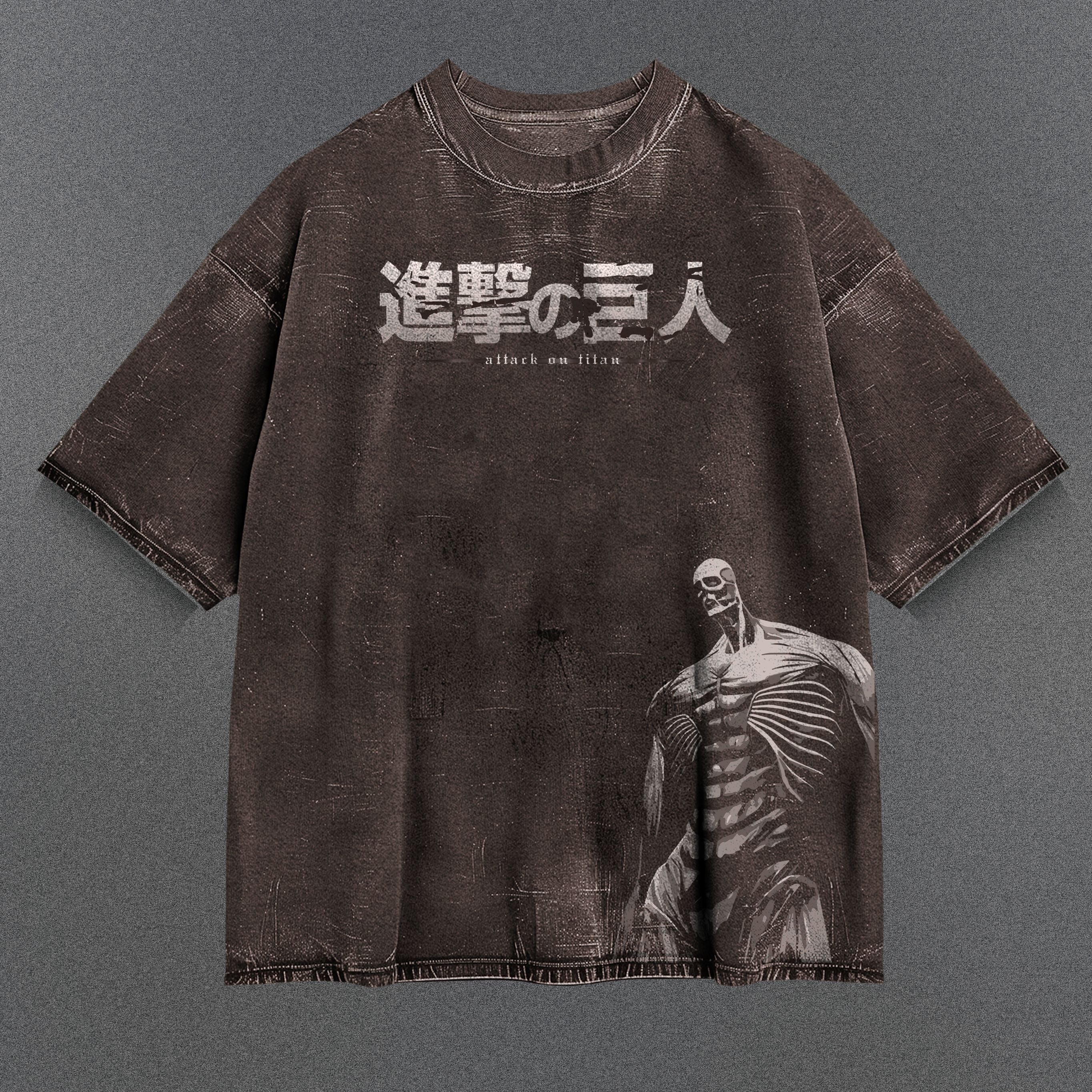 Attack on Titan Drapey Brown Washed T-Shirt