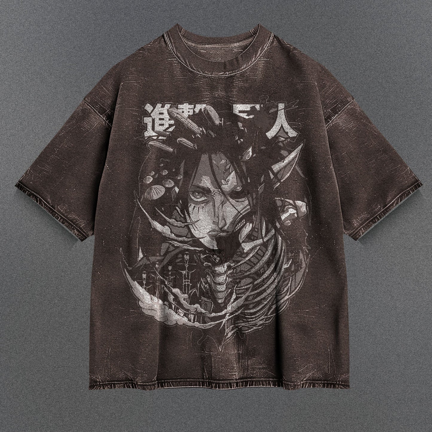 Attack on Titan Easygoing Brown Washed T-Shirt