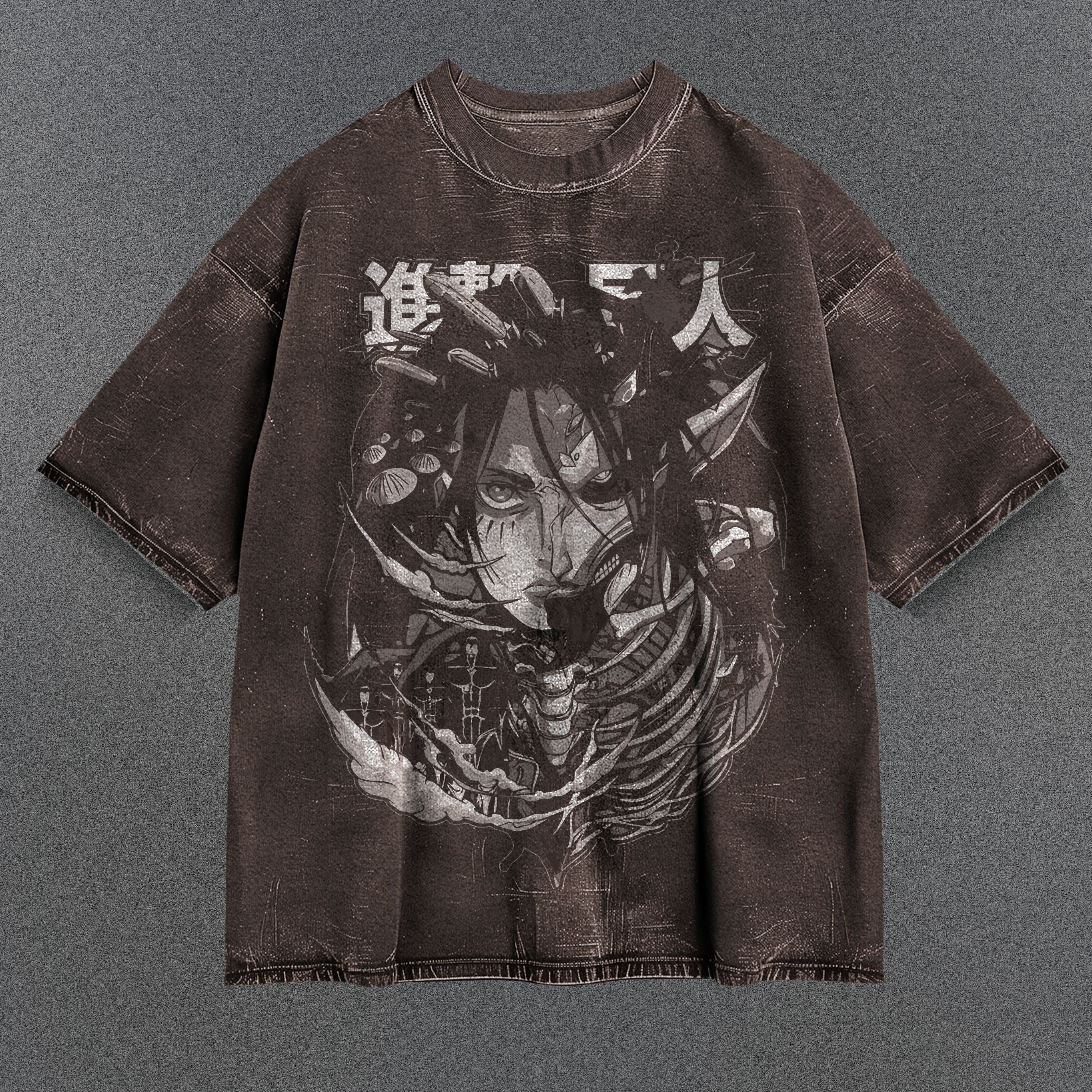 Attack on Titan Easygoing Brown Washed T-Shirt