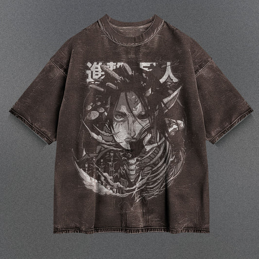 Attack on Titan Easygoing Brown Washed T-Shirt