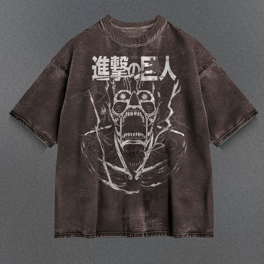 Attack on Titan Billowy Brown Washed T-Shirt