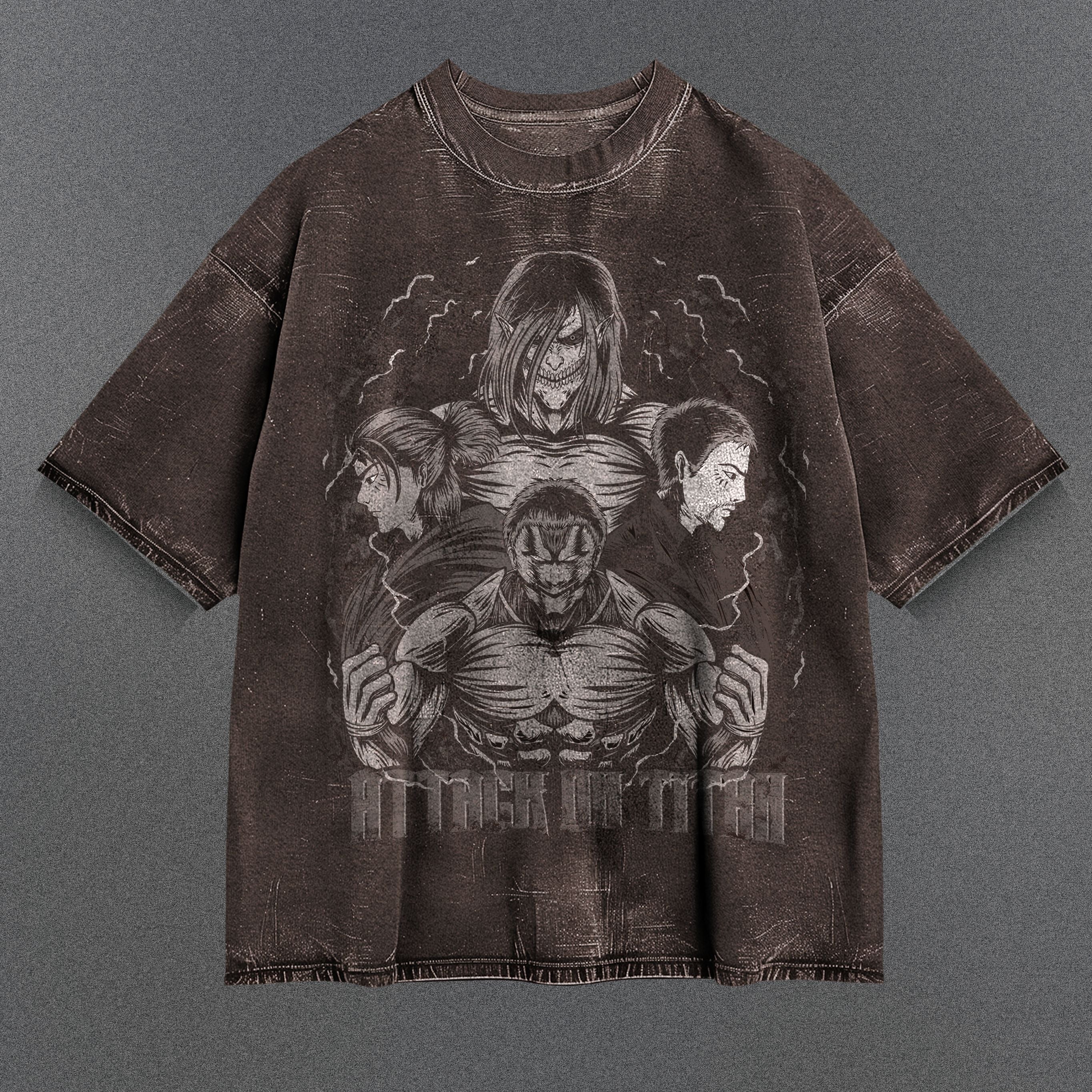 Attack on Titan Tunic-like Brown Washed T-Shirt