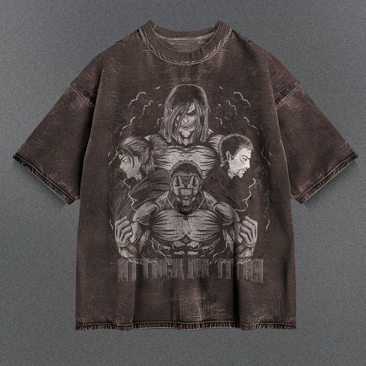 Attack on Titan Tunic-like Brown Washed T-Shirt