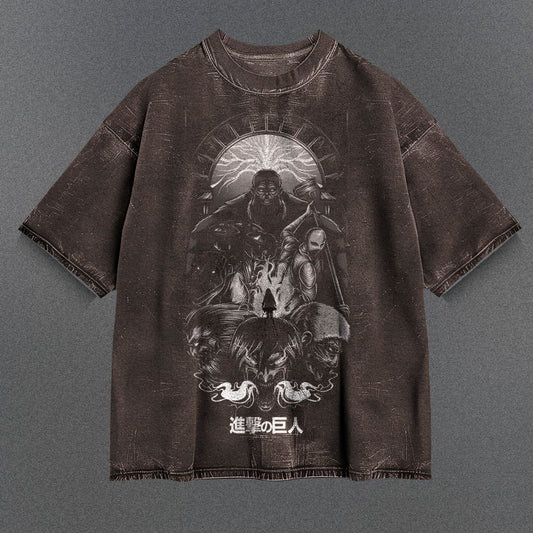 Attack on Titan Cozy Brown Washed T-Shirt