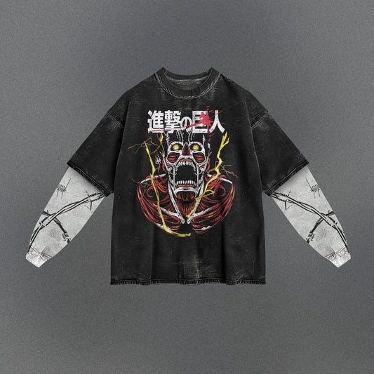 Attack on Titan Elongated Double Sleeve T-shirt