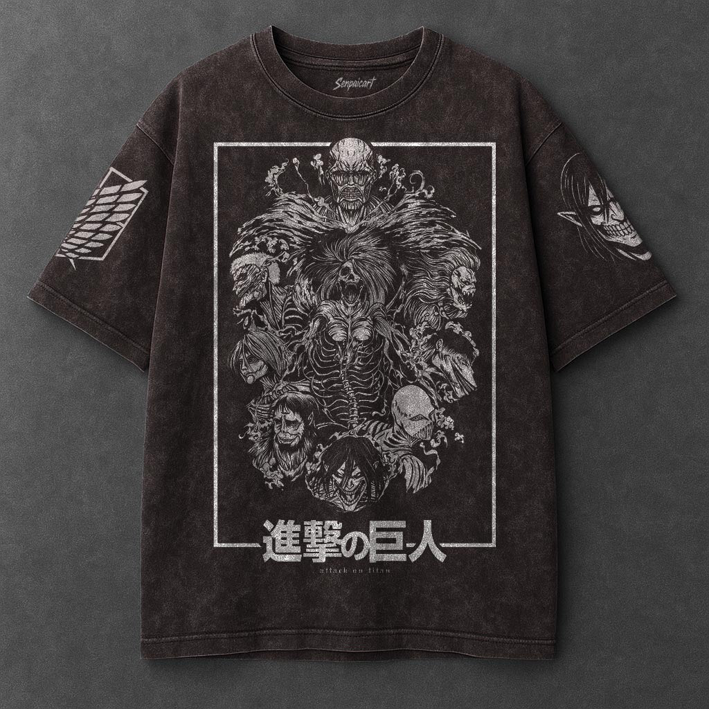 Attack on Titan Premium Relaxed Brown Washed T-Shirt