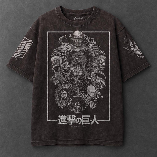 Attack on Titan Premium Relaxed Brown Washed T-Shirt