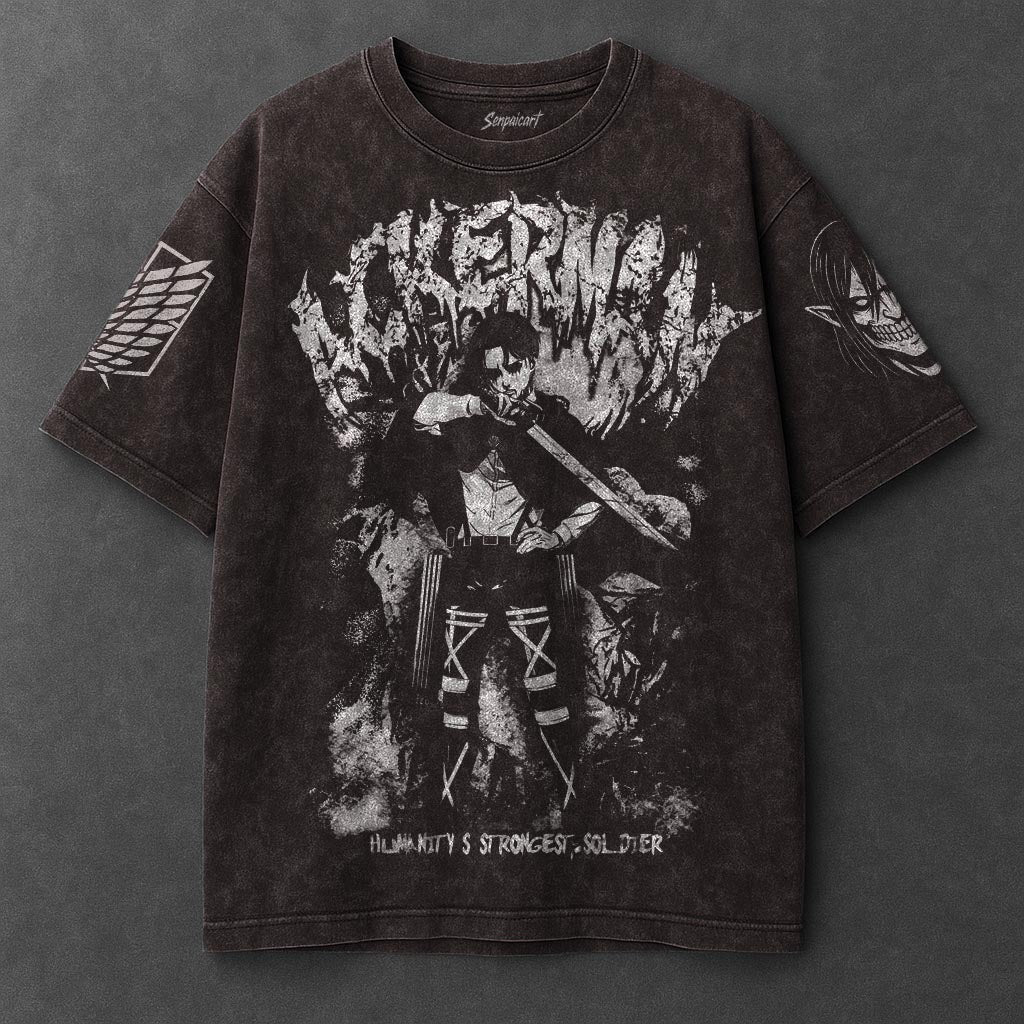 Attack on Titan Premium Oversized Brown Washed T-Shirt
