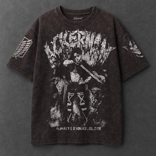 Attack on Titan Premium Oversized Brown Washed T-Shirt