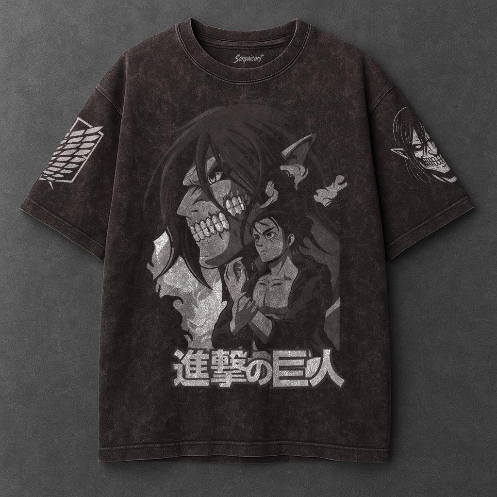 Attack on Titan Premium Roomy Brown Washed T-Shirt