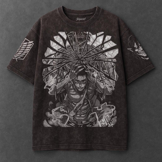 Attack on Titan Premium Airy Brown Washed T-Shirt