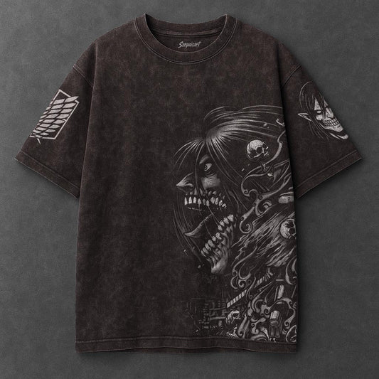 Attack on Titan Premium Drapey Brown Washed T-Shirt
