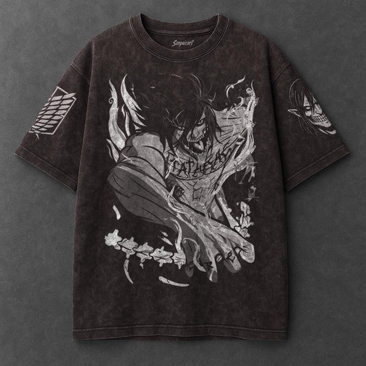 Attack on Titan Premium Flowy Brown Washed T-Shirt
