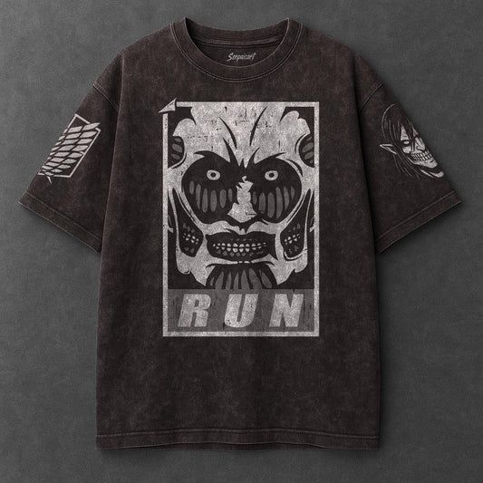 Attack on Titan Premium Comfy Brown Washed T-Shirt