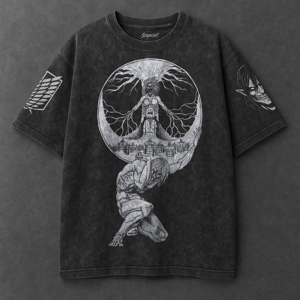Attack on Titan Premium Effortless Black Washed T-Shirt