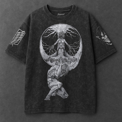 Attack on Titan Premium Effortless Black Washed T-Shirt