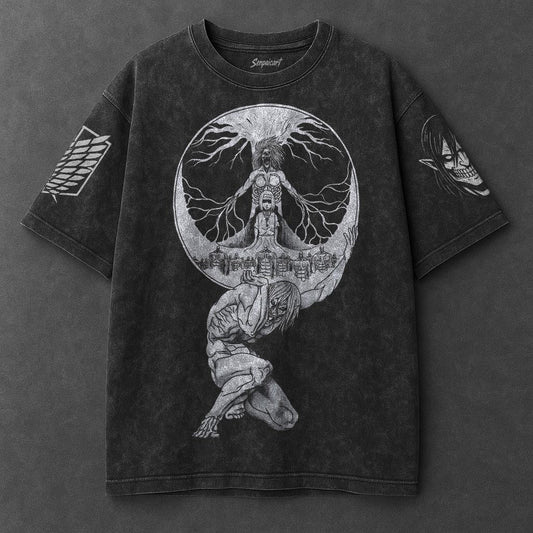Attack on Titan Premium Effortless Black Washed T-Shirt