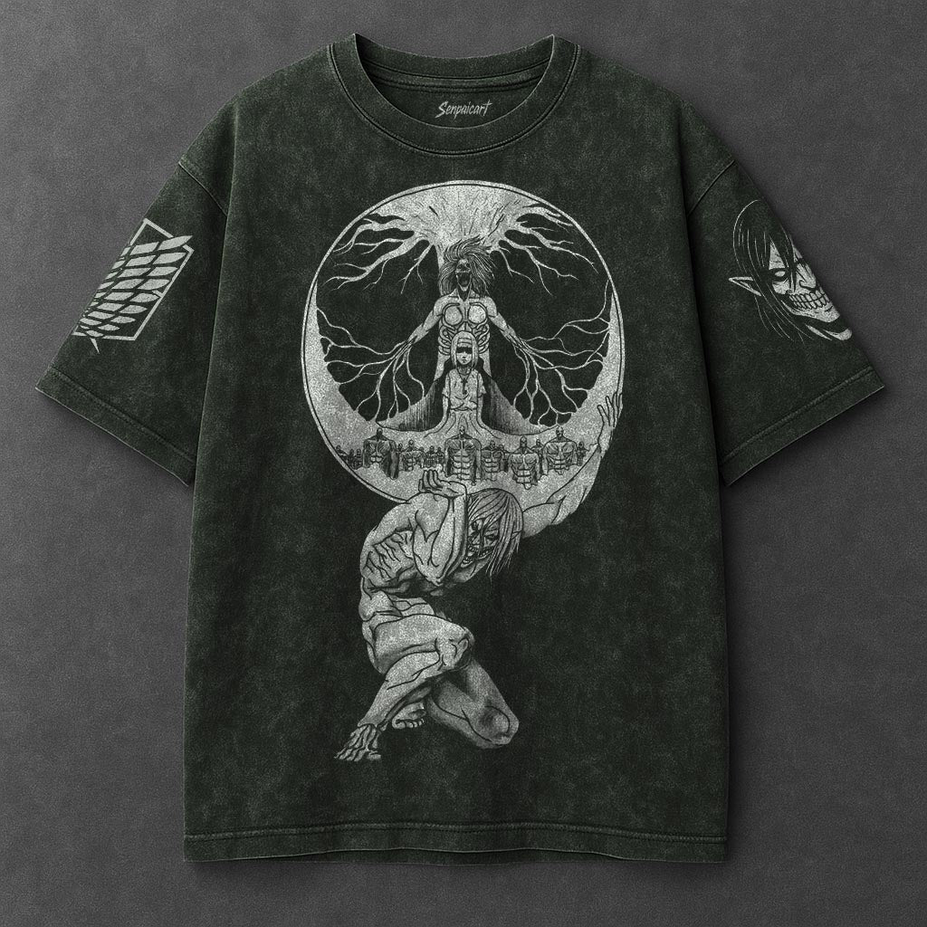 Attack on Titan Premium Roomy Vintage Green Washed T-Shirt