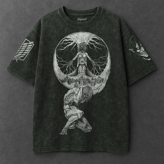 Attack on Titan Premium Roomy Vintage Green Washed T-Shirt