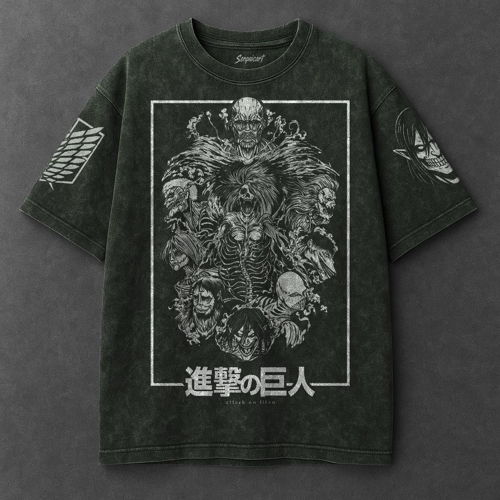 Attack on Titan Premium Relaxed Vintage Green Washed T-Shirt