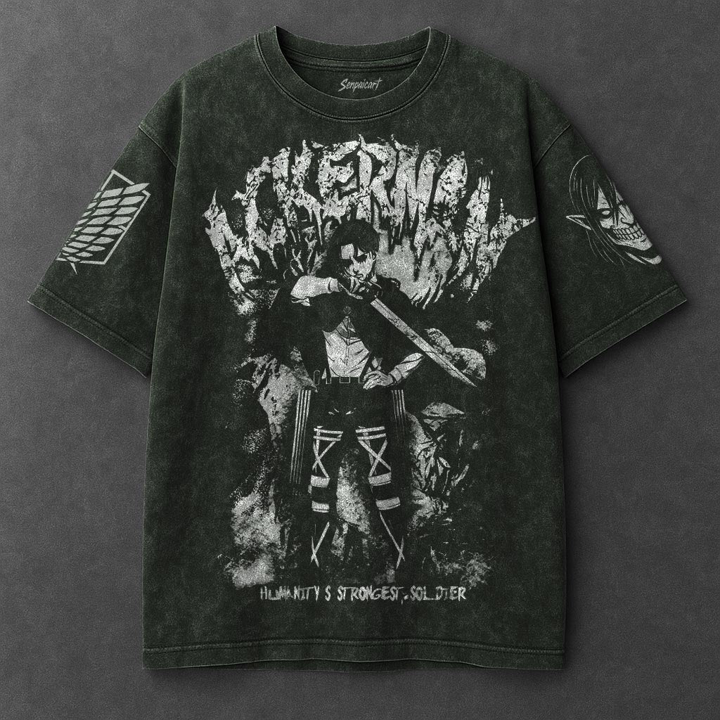 Attack on Titan Premium Flowy Vintage Green Washed T-Shirt