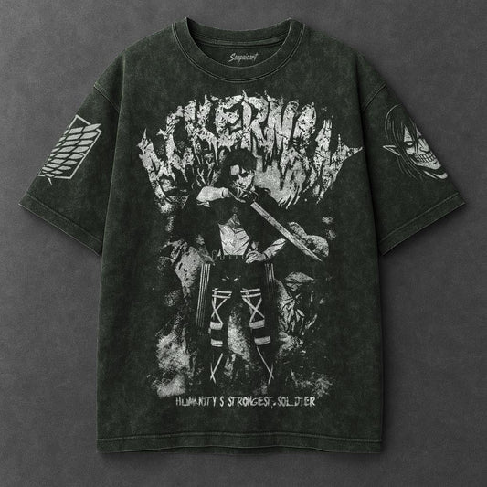 Attack on Titan Premium Flowy Vintage Green Washed T-Shirt