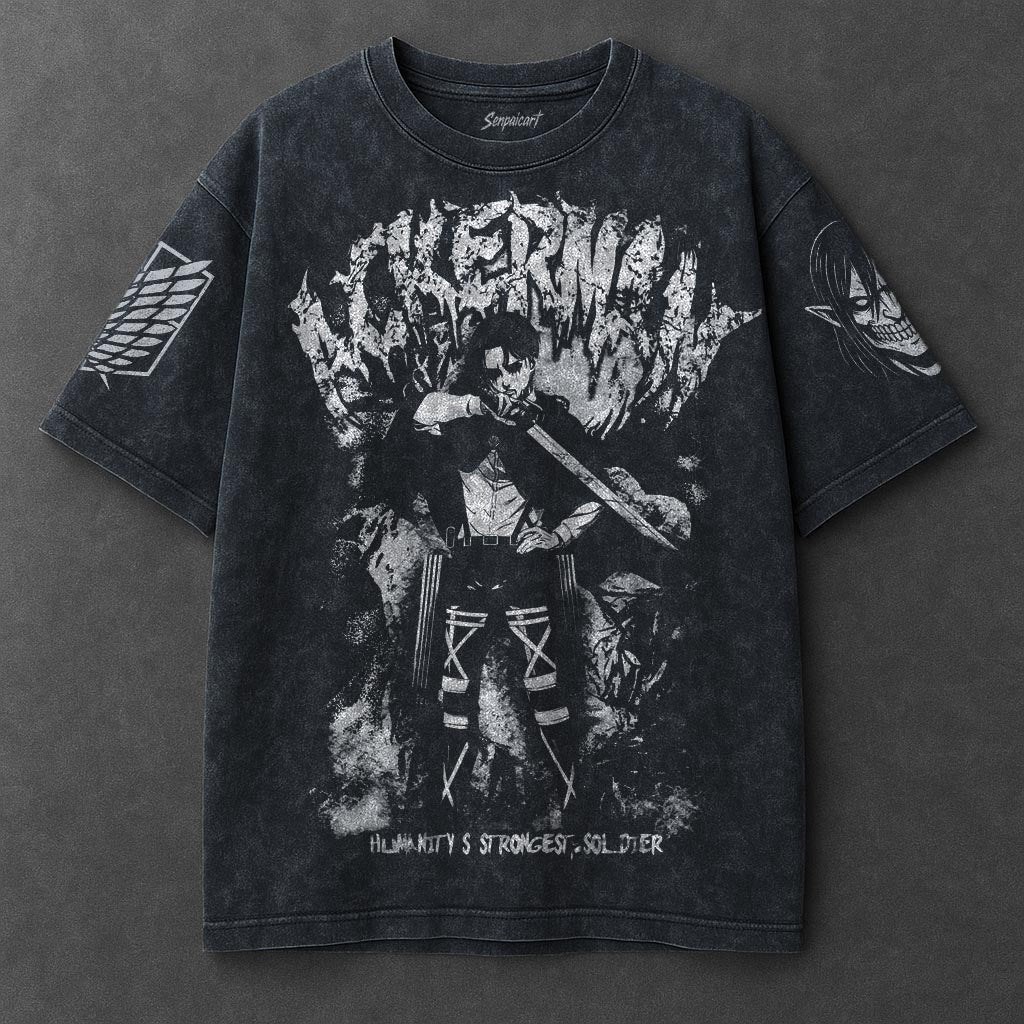 Attack on Titan Premium Soft Navy Blue Washed T-Shirt