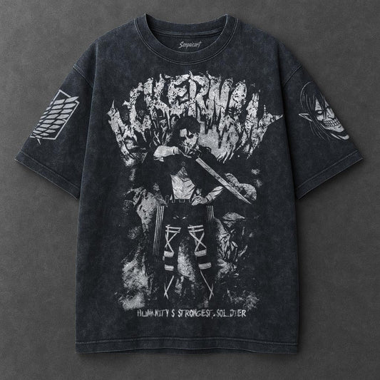 Attack on Titan Premium Soft Navy Blue Washed T-Shirt