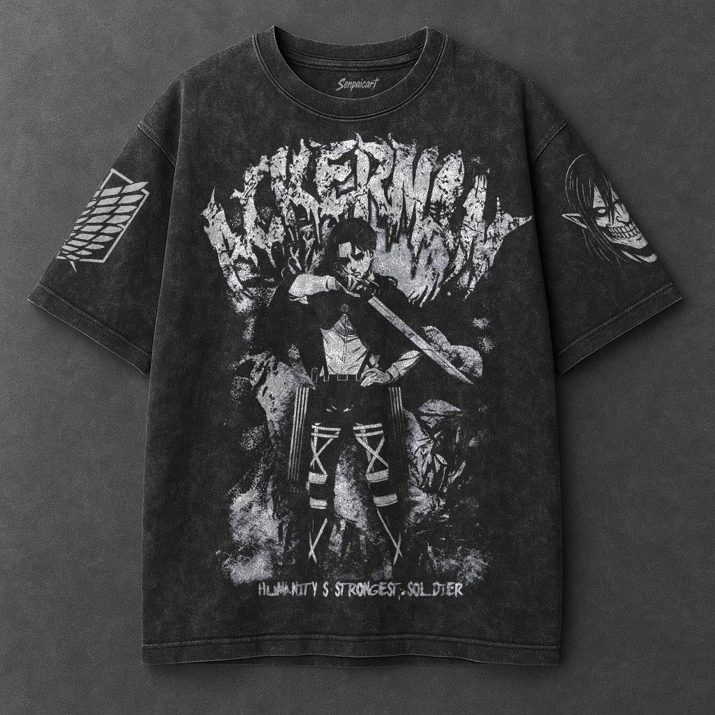 Attack on Titan Premium Slouchy Black Washed T-Shirt
