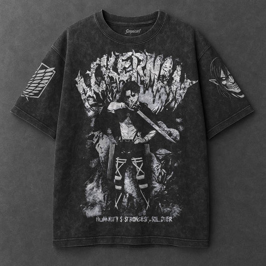 Attack on Titan Premium Slouchy Black Washed T-Shirt
