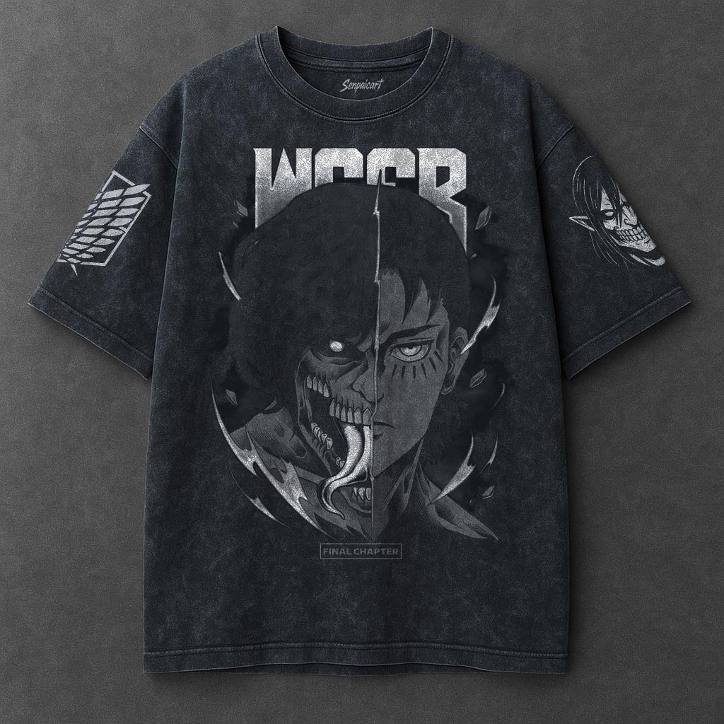 Attack on Titan Premium Roomy Navy Blue Washed T-Shirt