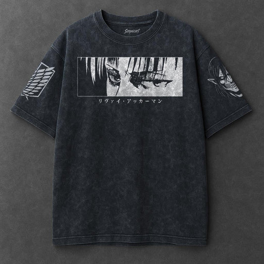 Attack on Titan Premium Drapey Navy Blue Washed T-Shirt