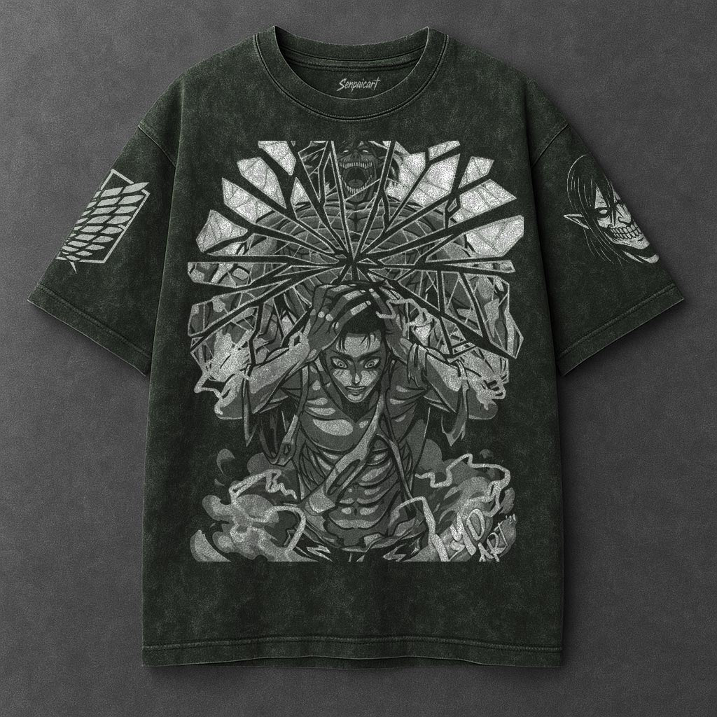 Attack on Titan Premium Airy Vintage Green Washed T-Shirt