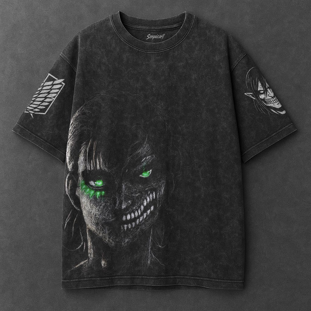 Attack on Titan Premium Airy Black Washed T-Shirt