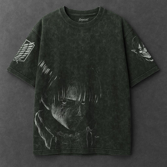 Attack on Titan Premium Effortless Vintage Green Washed T-Shirt