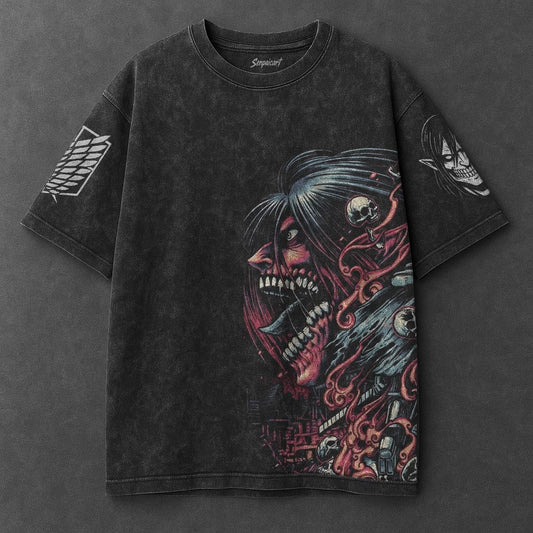 Attack on Titan Premium Breezy Black Washed T-Shirt
