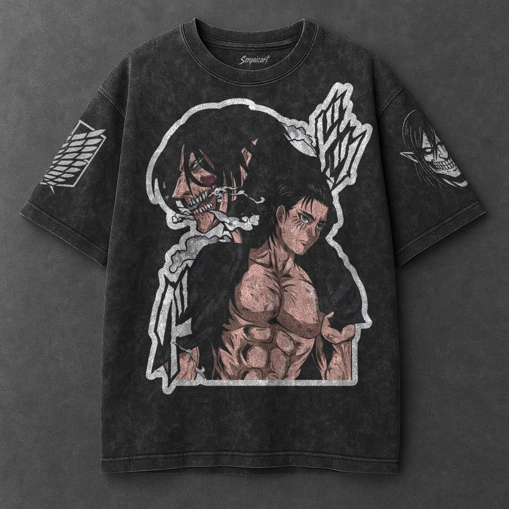 Attack on Titan Premium Roomy Black Washed T-Shirt