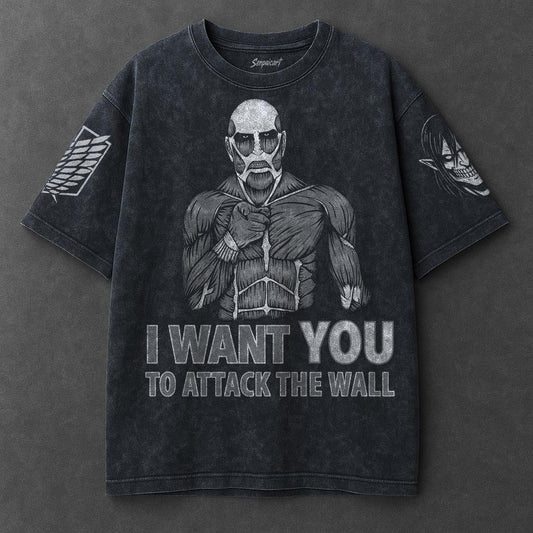 Attack on Titan Premium Effortless Navy Blue Washed T-Shirt