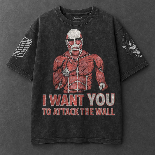Attack on Titan Premium Lightweight Black Washed T-Shirt