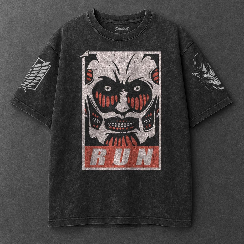 Attack on Titan Premium Cozy Black Washed T-Shirt