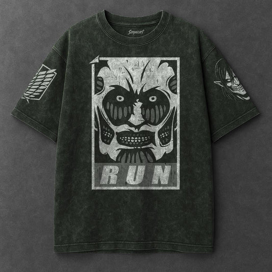 Attack on Titan Premium Drapey Vintage Green Washed T-Shirt