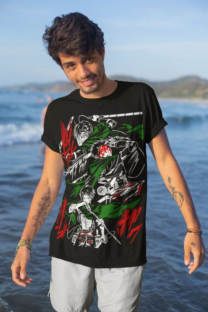Attack on Titan Levi Colorful T-shirt - Senpai Attire