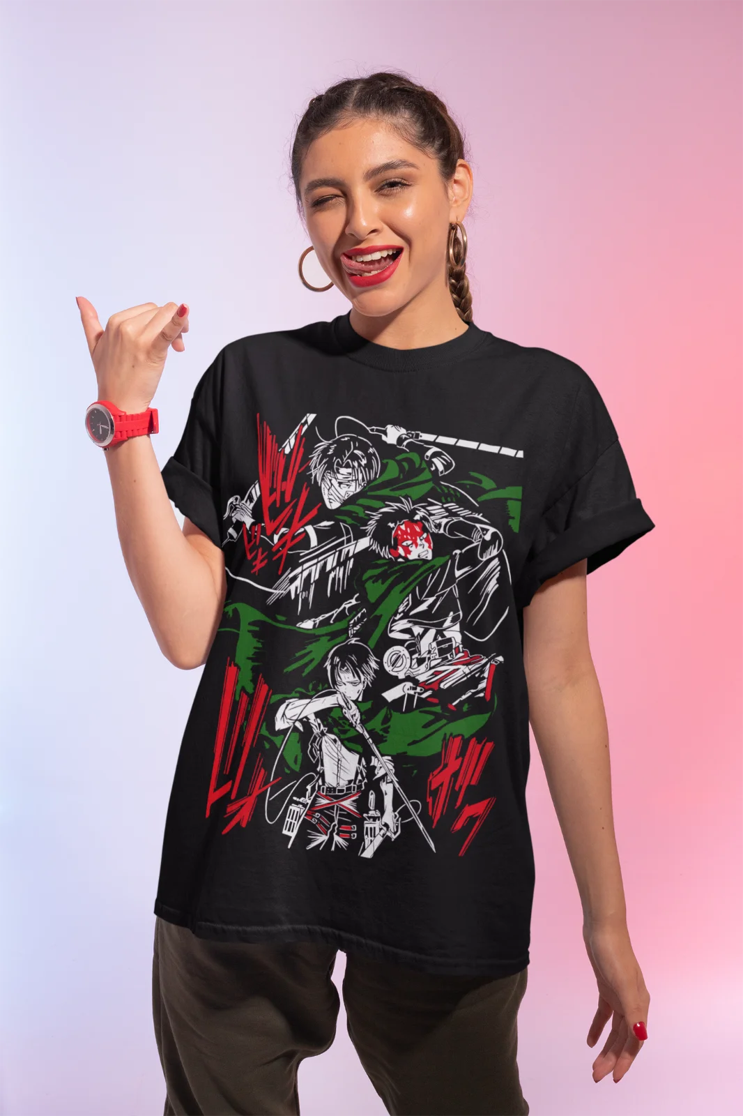 Attack on Titan Levi Colorful T-shirt - Senpai Attire