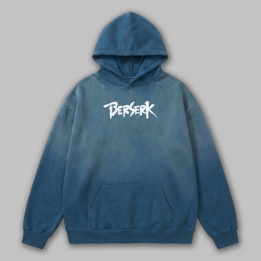 Berserk Text Logo Blue Faded Hoodie