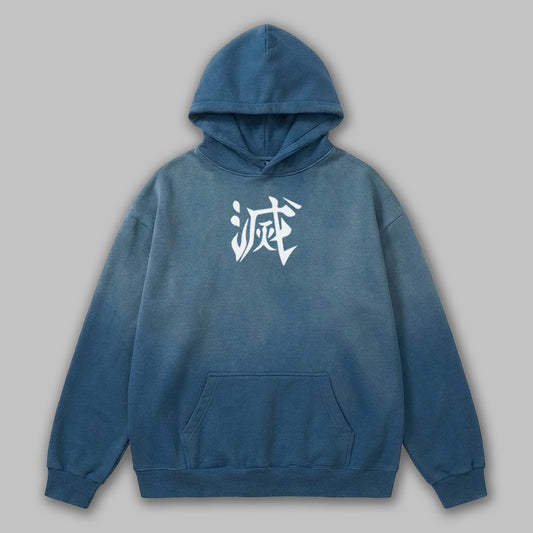 Demon Slayer Hashira Logo Blue Faded Hoodie