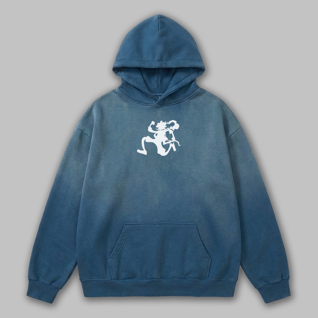 One Piece Minimal Blue Faded Hoodie