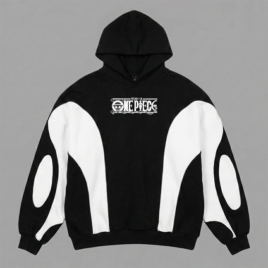 One Piece Logo Black Patch Hoodie